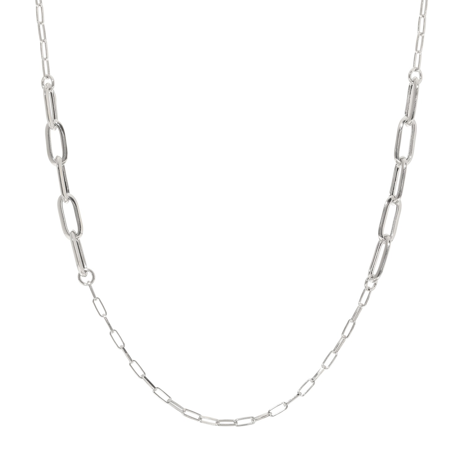 アンティエーレ イタリアンシルバー ペーパークリップチェーン コンビデザイン ロングネックレス