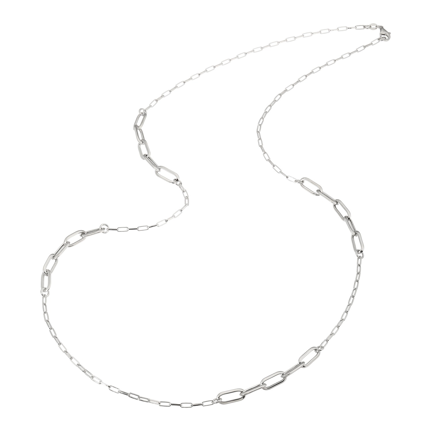 アンティエーレ イタリアンシルバー ペーパークリップチェーン コンビデザイン ロングネックレス