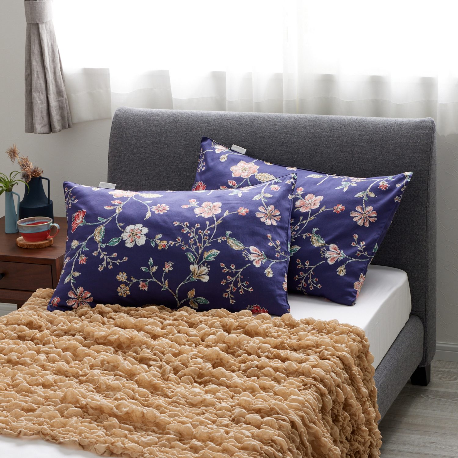 ニズム コットン１００％サテン ハーベスト柄 枕カバー２枚セット ＜Ｌ＞