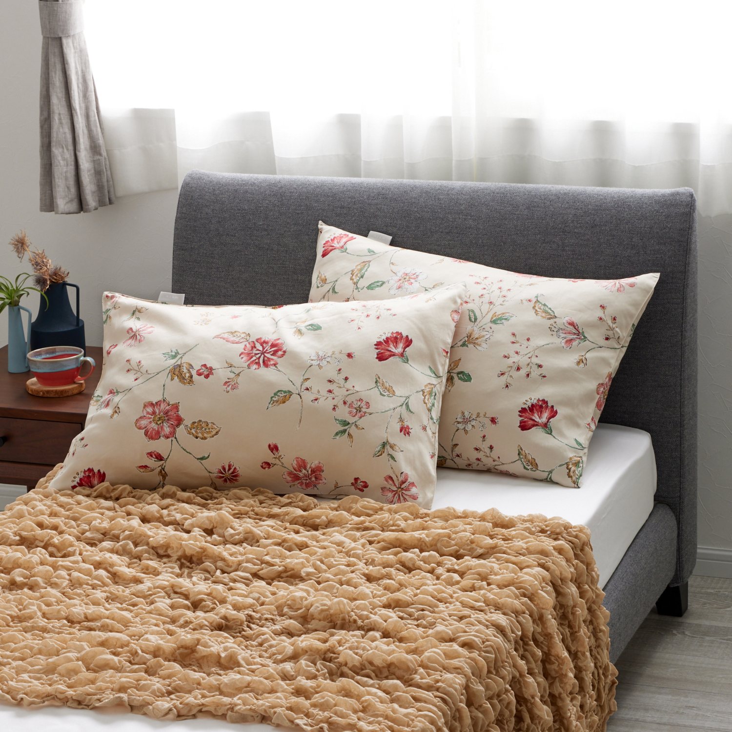 ニズム コットン１００％サテン ハーベスト柄 枕カバー２枚セット ＜Ｌ＞