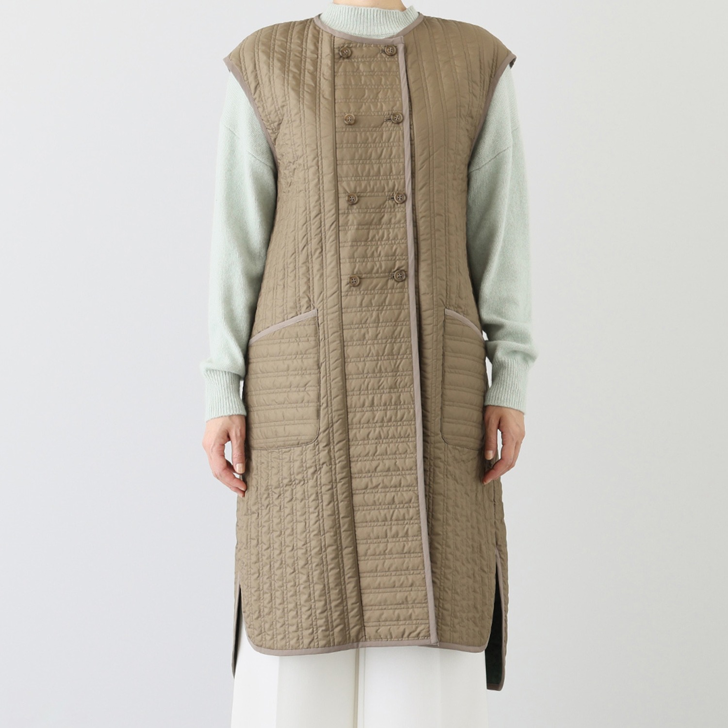 極美工房 はっ水 リバーシブル キルティング ロングベスト