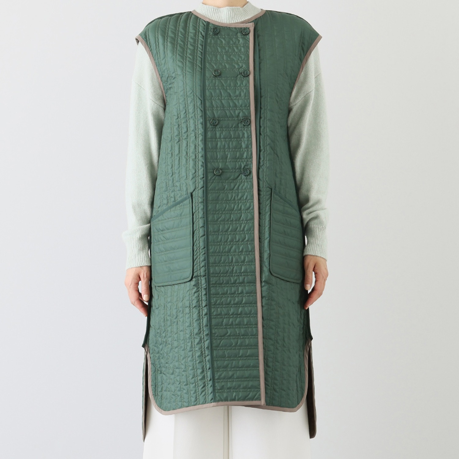 極美工房 はっ水 リバーシブル キルティング ロングベスト