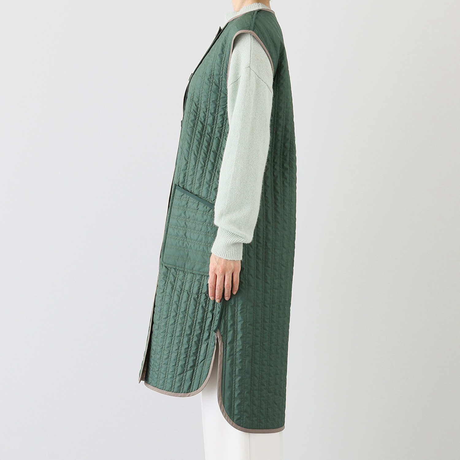 極美工房 はっ水 リバーシブル キルティング ロングベスト