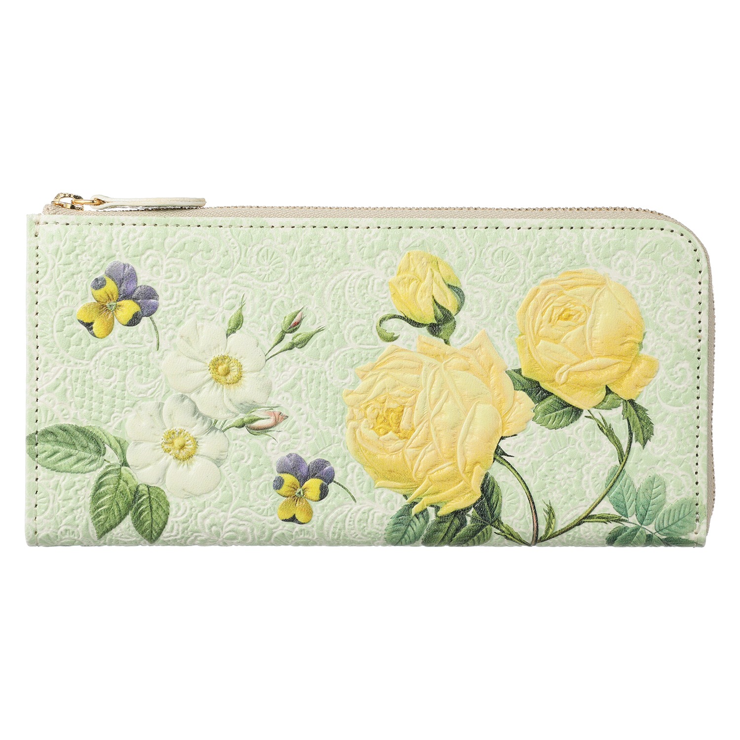 ルドゥーテコレクション 牛革型押し Ｌ字ファスナー長財布