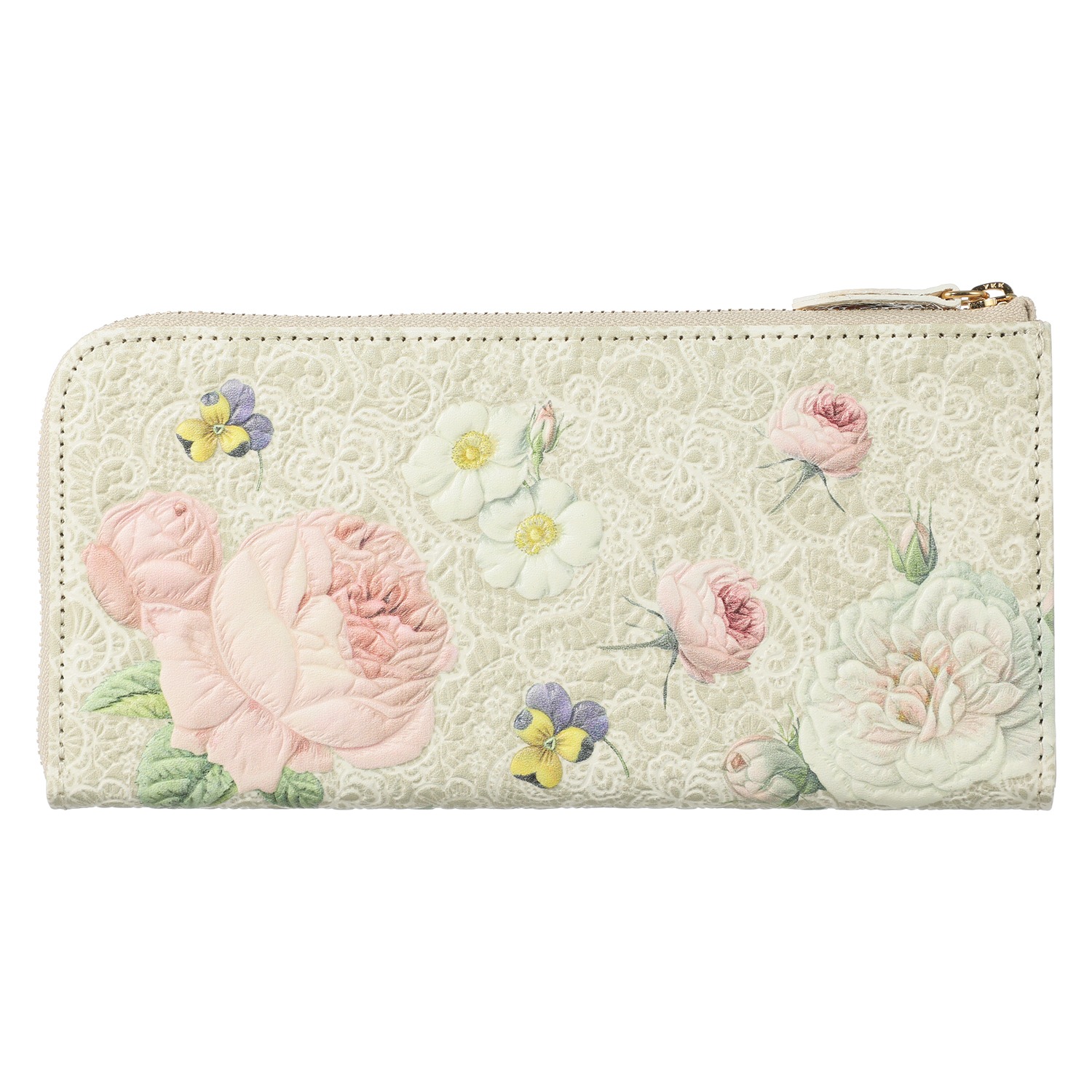 ルドゥーテコレクション 牛革型押し Ｌ字ファスナー長財布