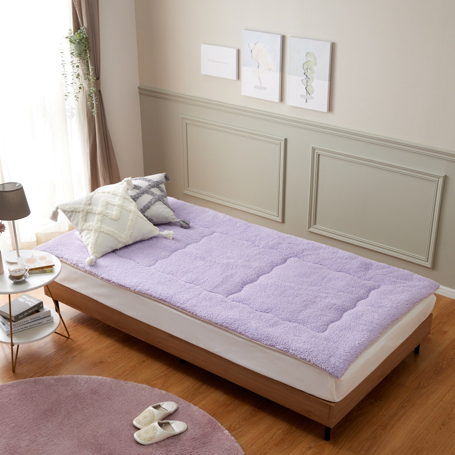 大津毛織 吸湿発熱ホットテックス シープ調 モコモコボリューム 敷きパッド ＜クイーン＞