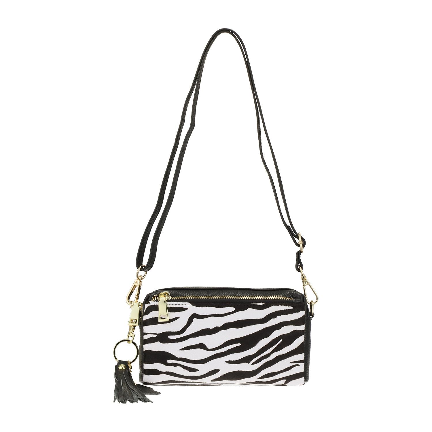 クーコ タッセルチャーム付 ホースヘアアクセント ミニショルダーバッグ