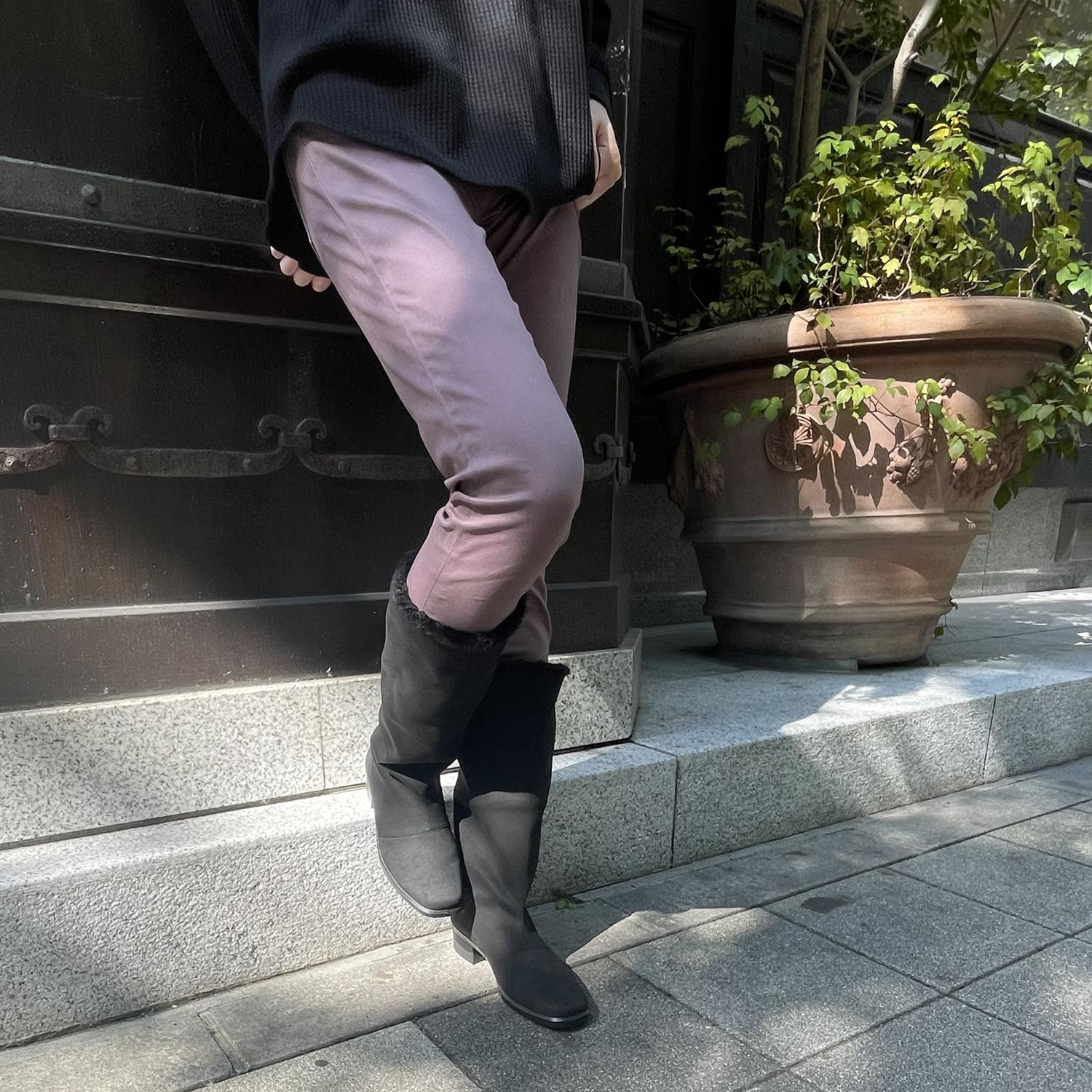 トップドライ 天気予報を気にせず履ける スエード調 ボア付ロング丈ブーツ