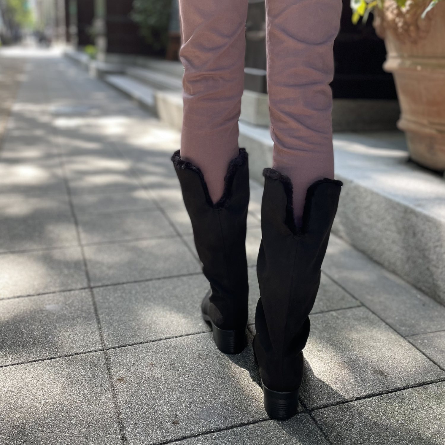 トップドライ 天気予報を気にせず履ける スエード調 ボア付ロング丈ブーツ