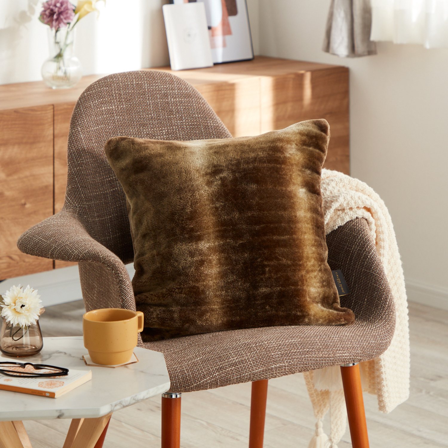 快眠博士 ダブル発熱で極上の暖かさ カルドニード・ノッテ３ リッチファー風クッション ＜４５×４５ｃｍ＞