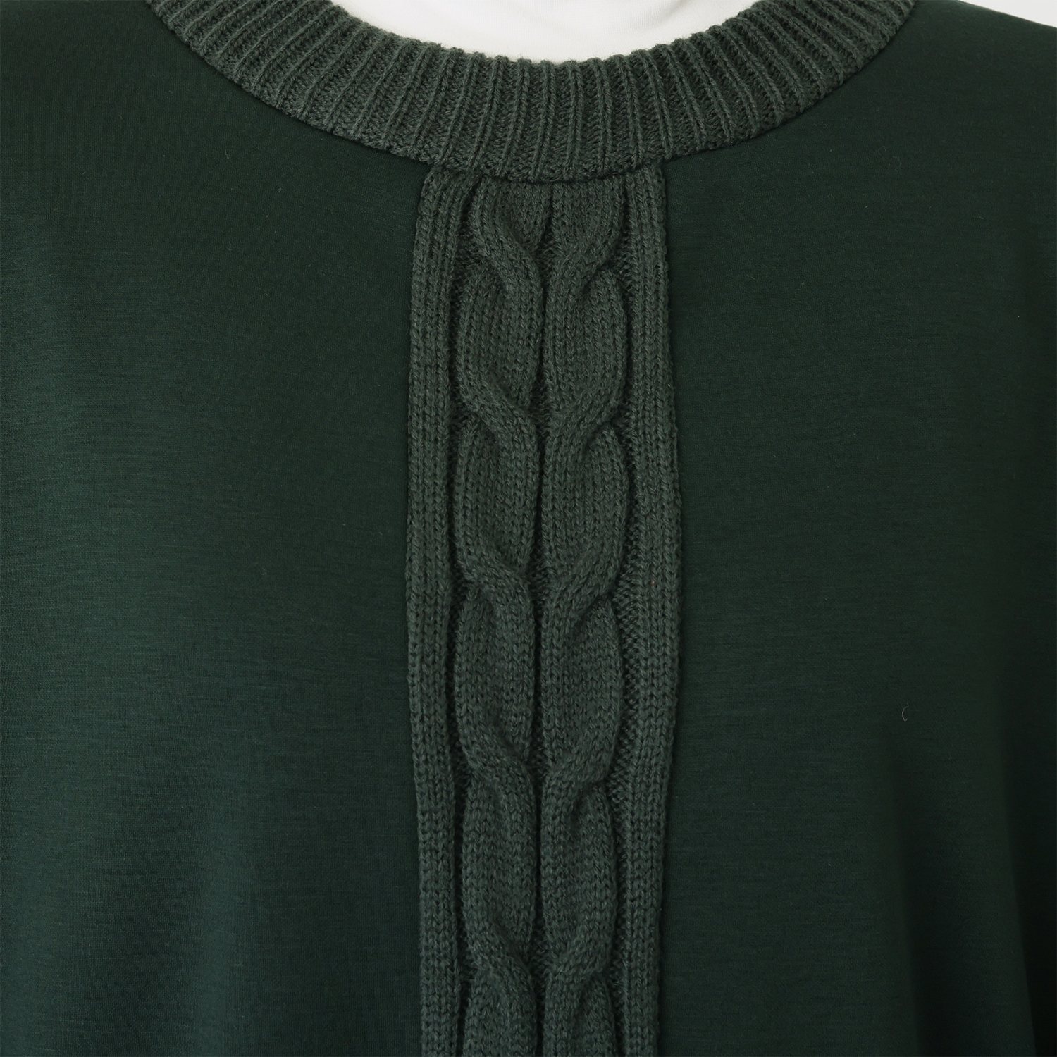 アンリック　オー　ブルー 裏起毛ソフトジャージー ケーブルニットアクセント ワンピース