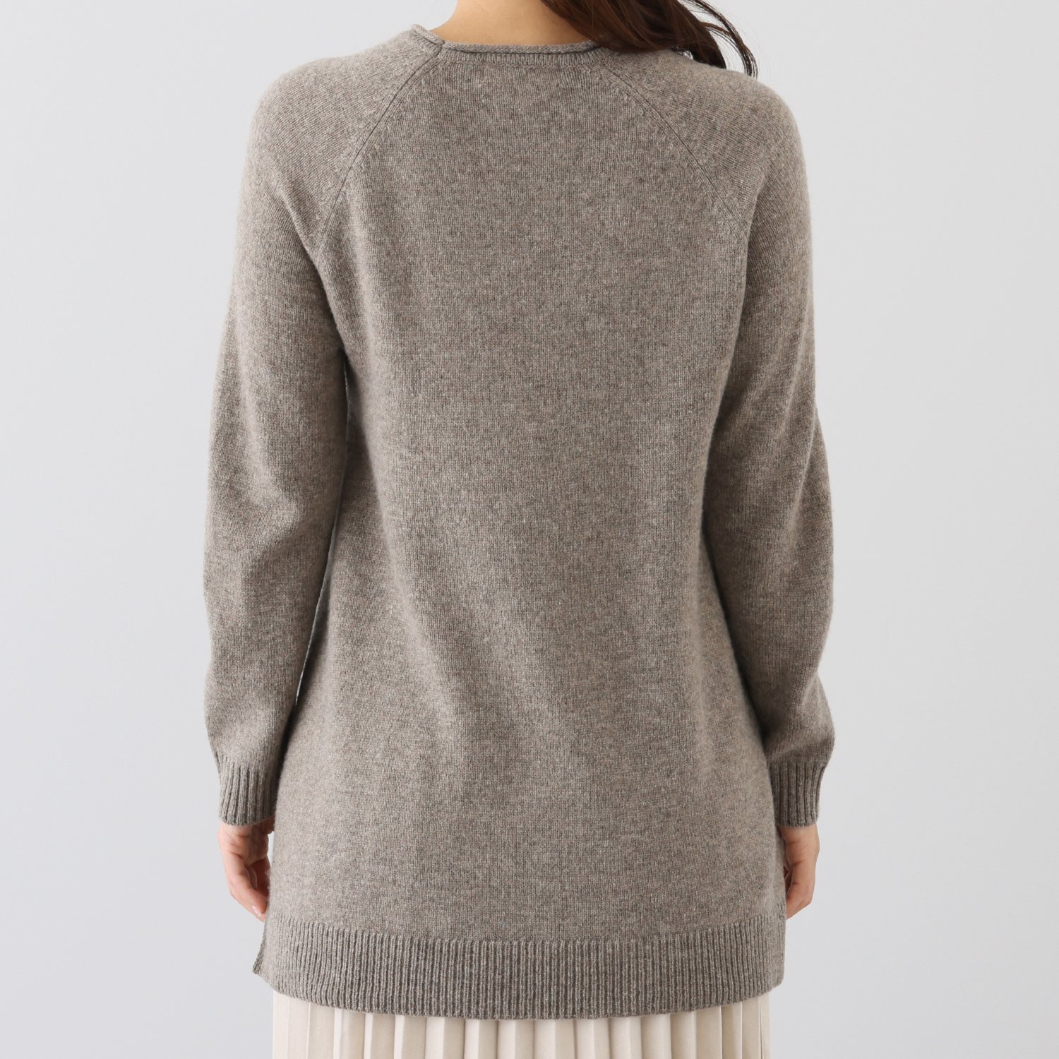 ルナリア ラムウール混 地柄ボトルネック ニットチュニック