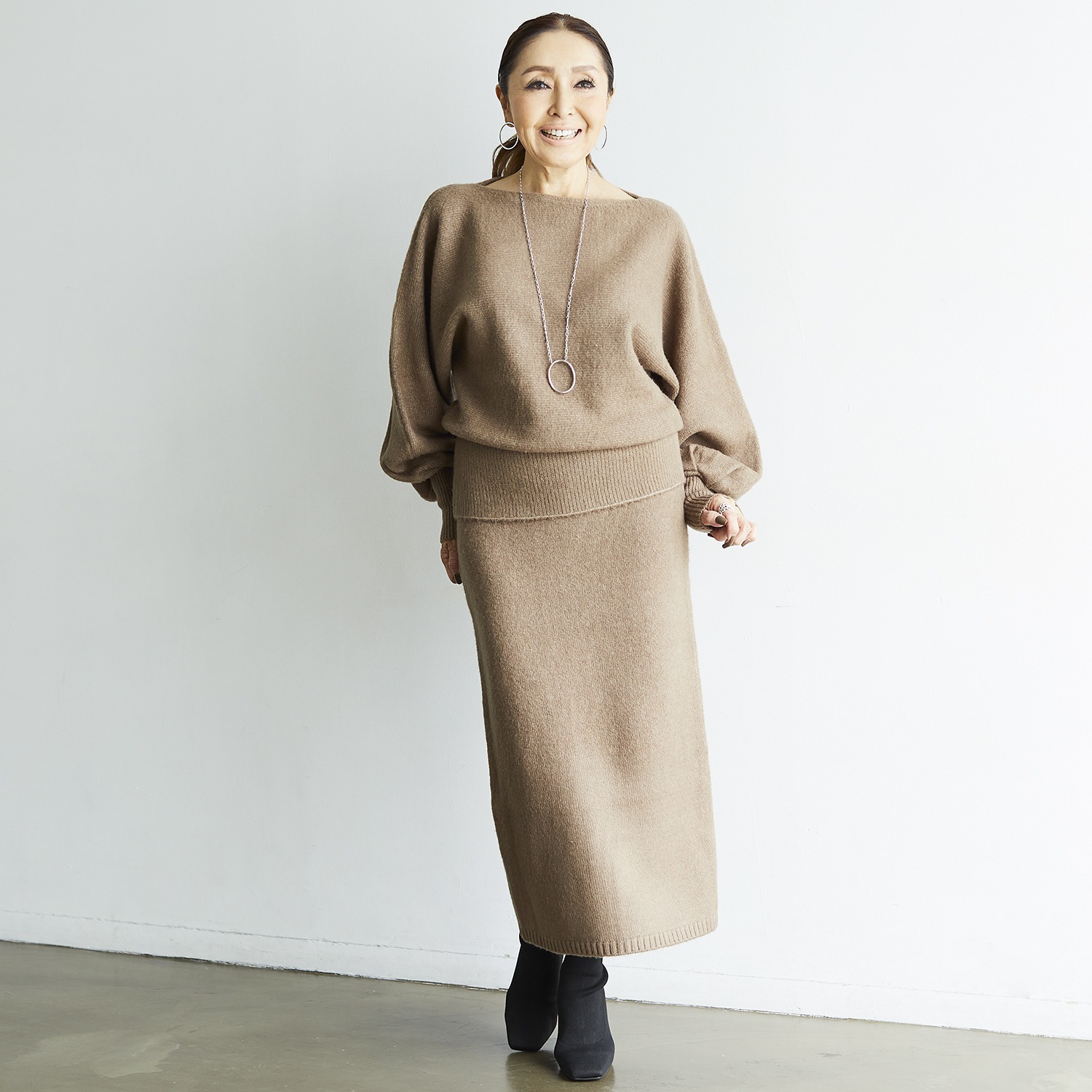 エーエフコンフィ モヘヤ調 デザインプルオーバー