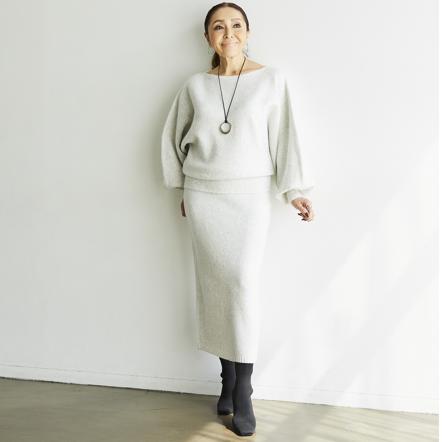 エーエフコンフィ モヘヤ調 デザインプルオーバー