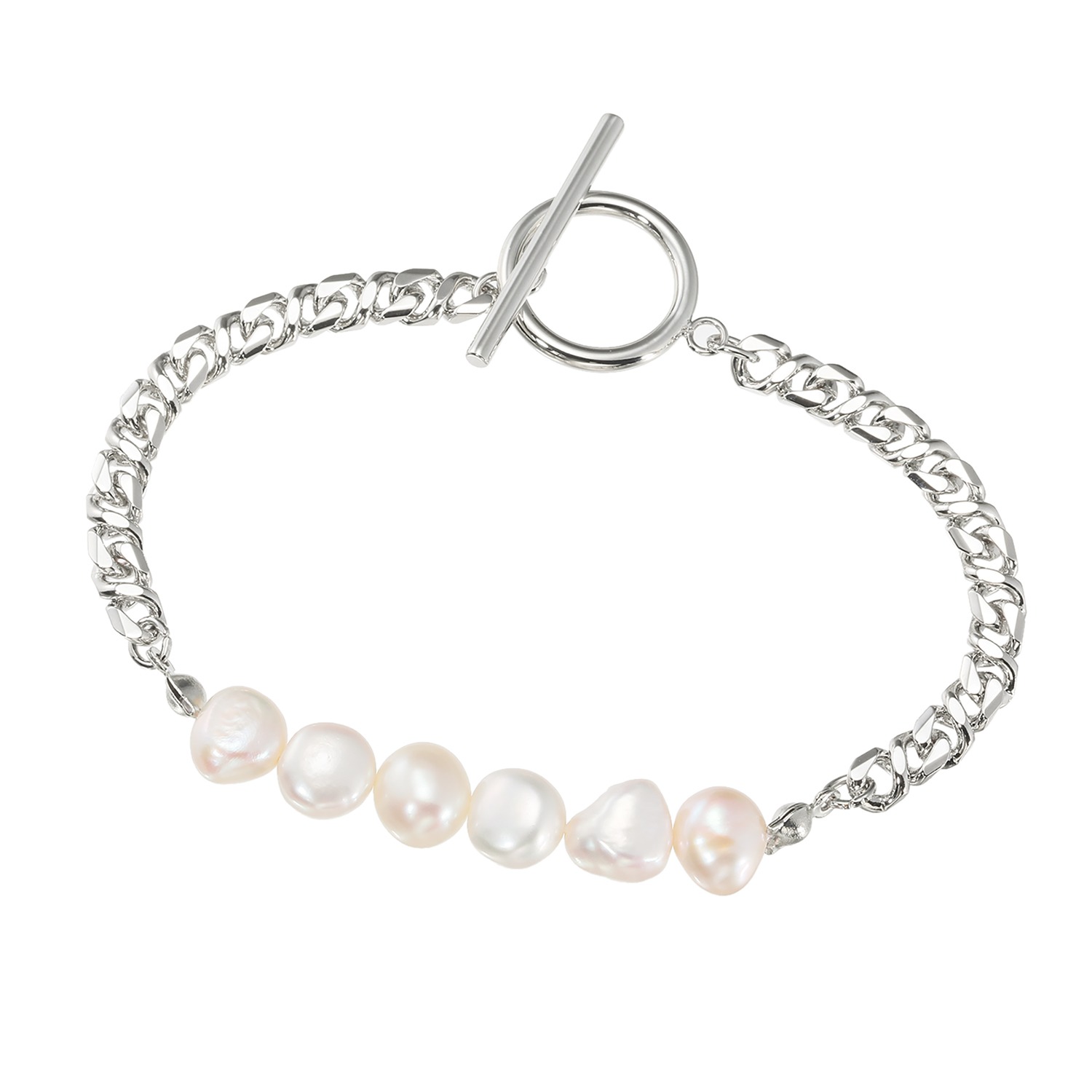 エアリーフェアリー 淡水パール＆メタル ブロッキングデザイン スタイルアップ ブレスレット