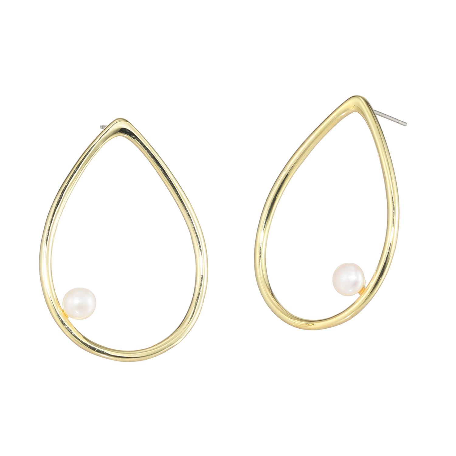 エアリーフェアリー 淡水パール メタルライン ドロップモティーフ イヤリング／ピアス