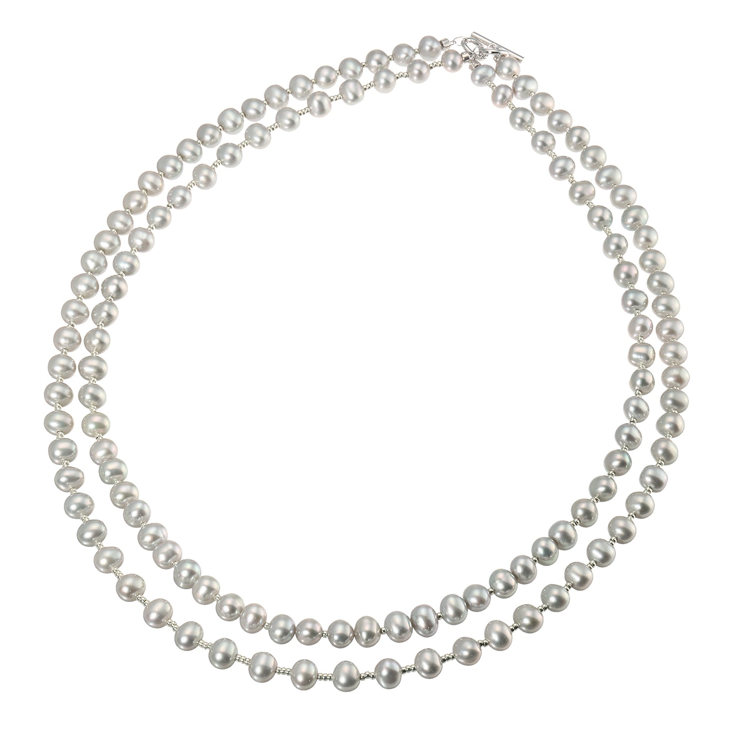 グレー淡水パール アレンジ ロングネックレス