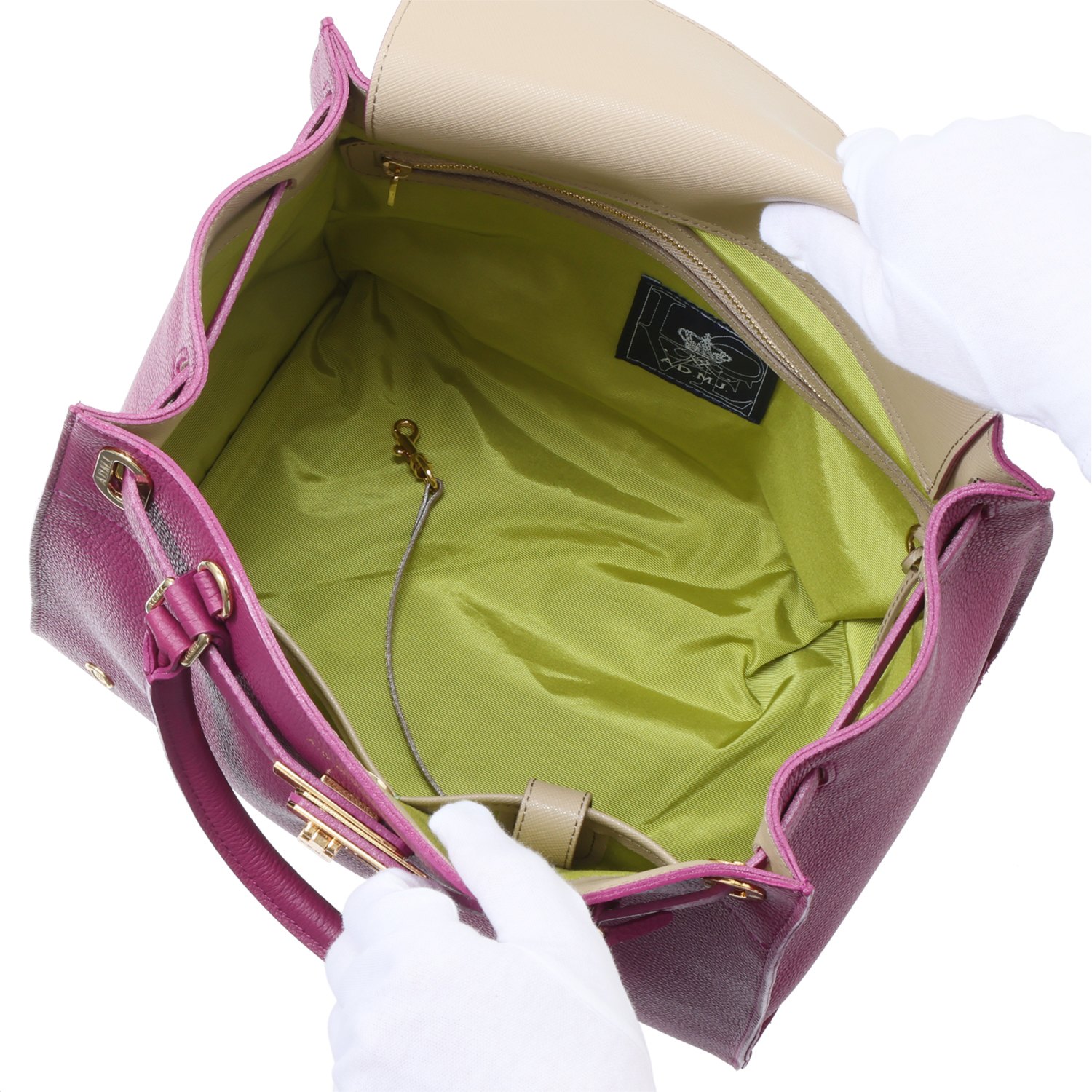 エーディーエムジェイ スパニッシュレザー 金具アクセント トートバッグ