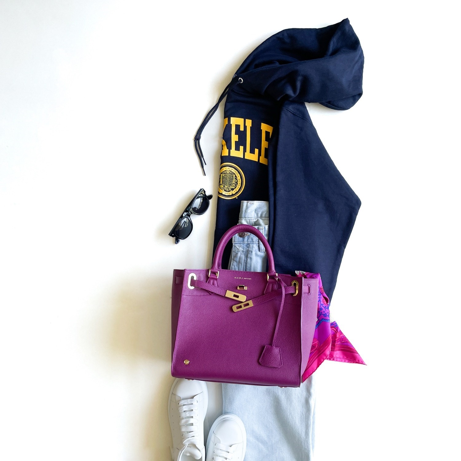 エーディーエムジェイ スパニッシュレザー 金具アクセント トートバッグ