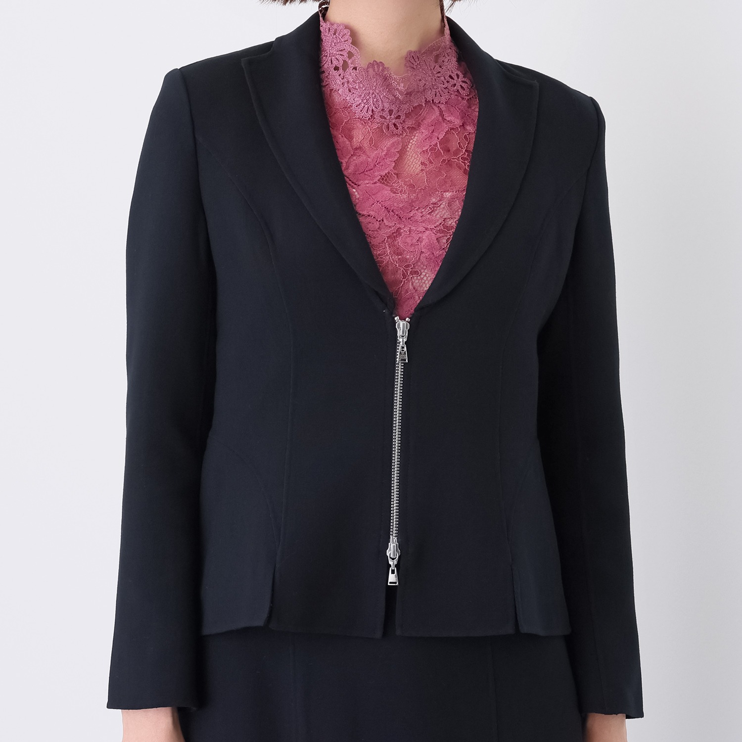 クリス・セリーン リバー素材 ダブルファスナー テーラードジャケット