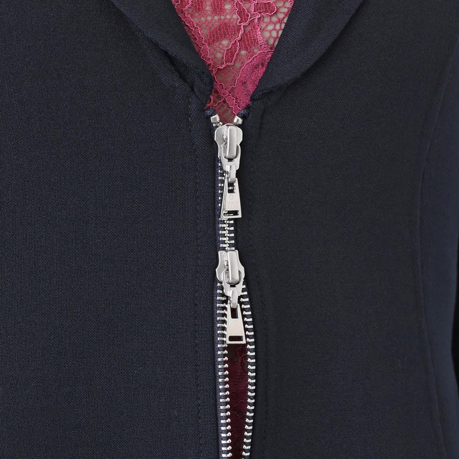 クリス・セリーン リバー素材 ダブルファスナー テーラードジャケット