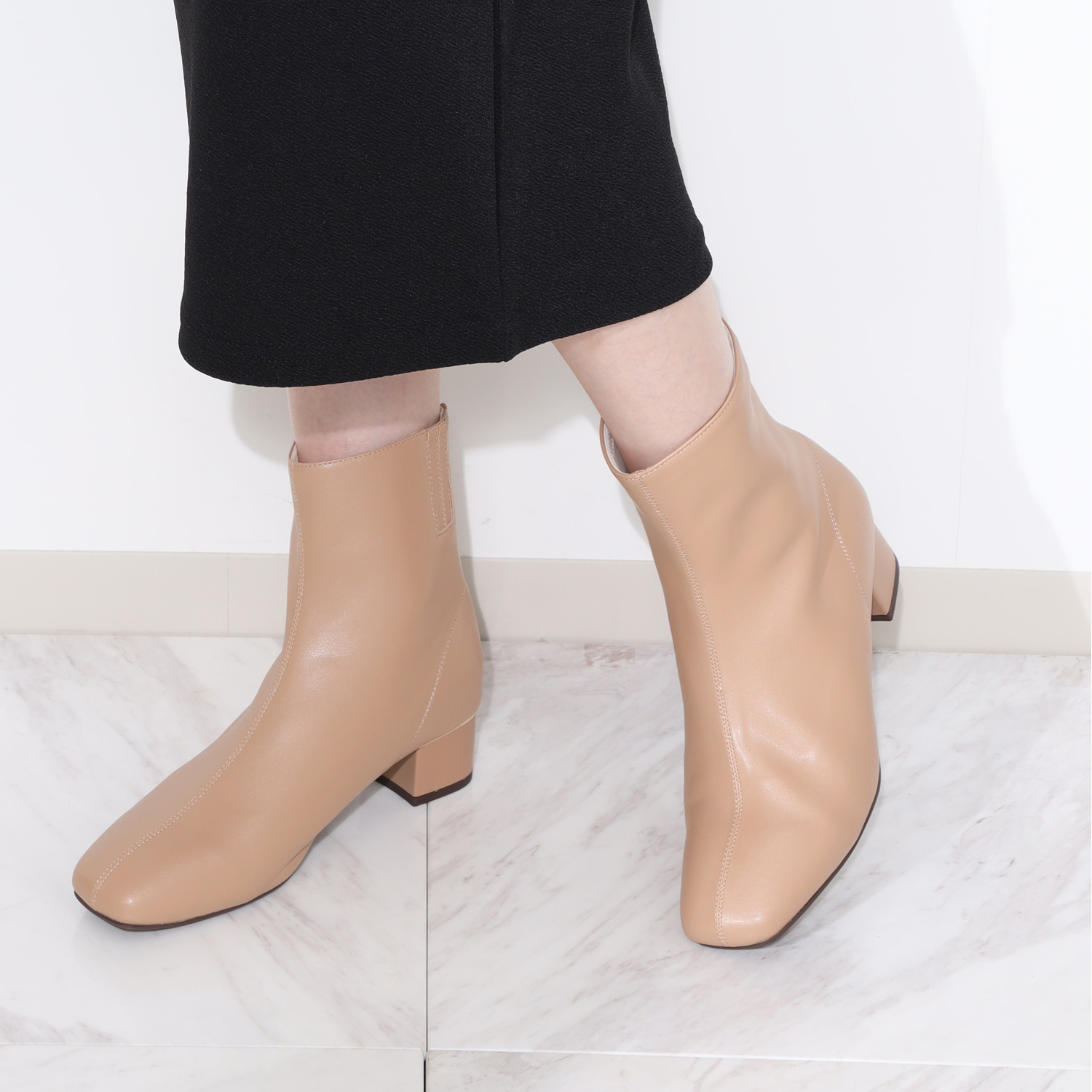 オリエンタルトラフィック やわらかな履き心地 ソフトフェイクレザー メタリックライン ショートブーツ