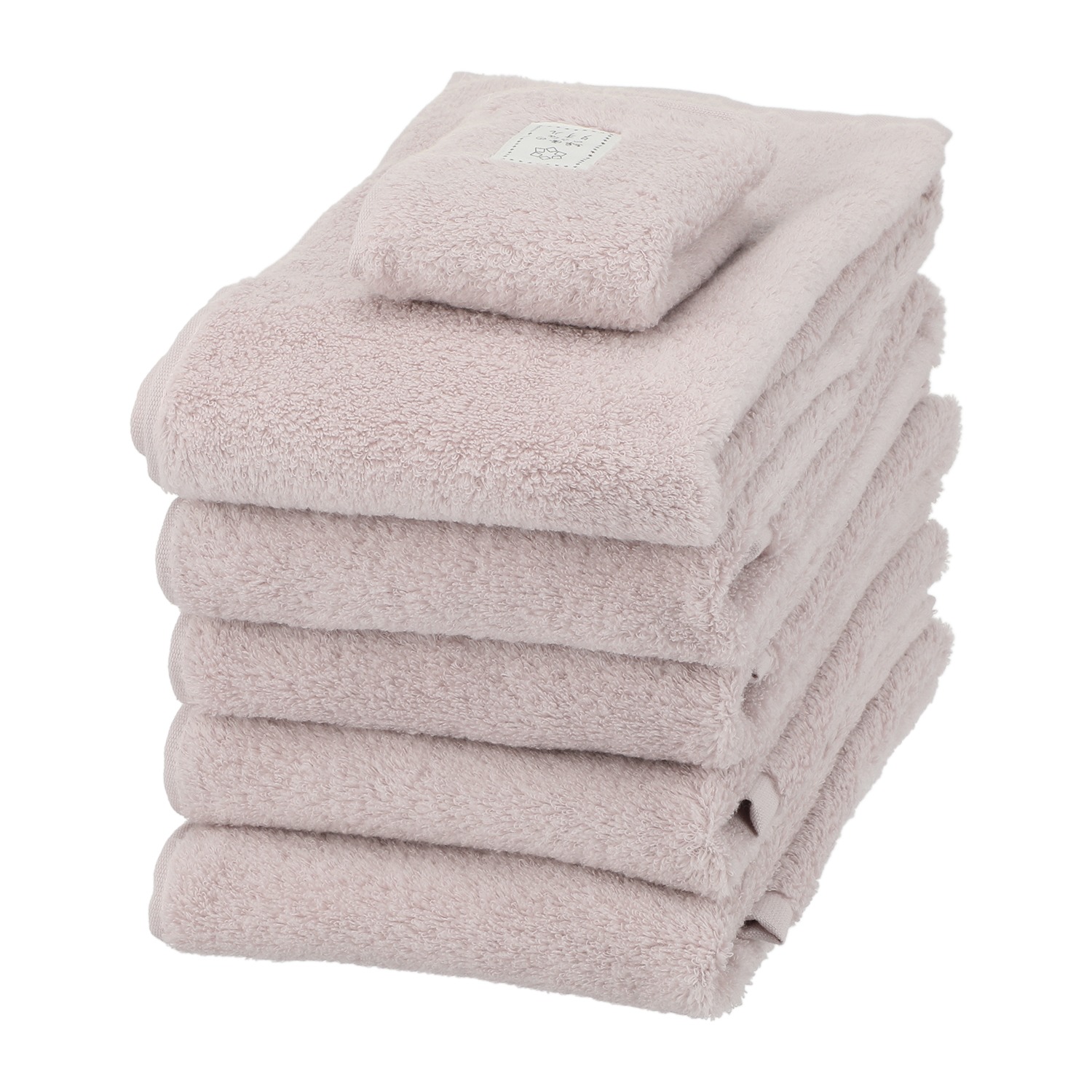 軽くてふわふわ♪ 無撚糸で作った 綿雪のようなタオル ベルベットカラー ＜フェイスタオル５枚＆タオルチーフ１枚組＞