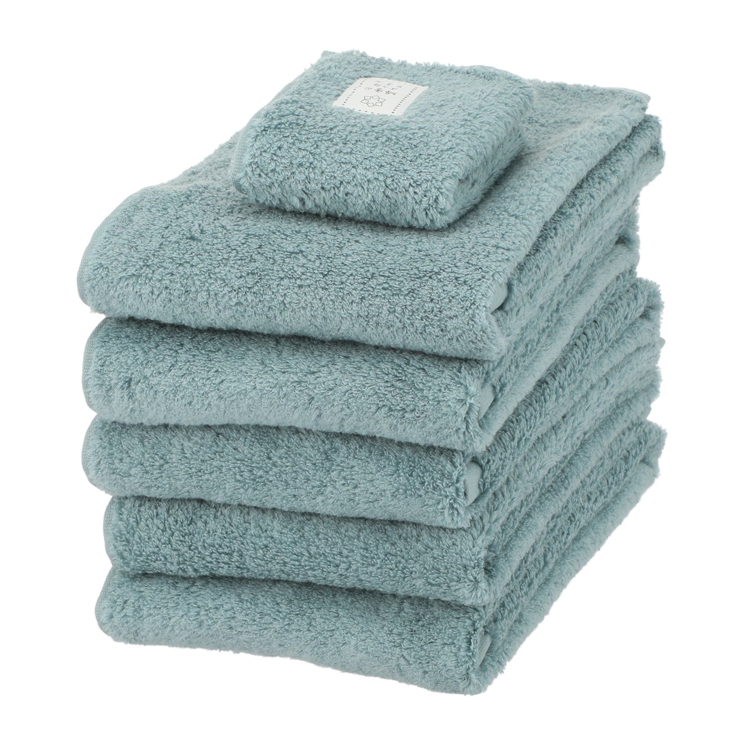 軽くてふわふわ♪ 無撚糸で作った 綿雪のようなタオル ベルベットカラー ＜フェイスタオル５枚＆タオルチーフ１枚組＞