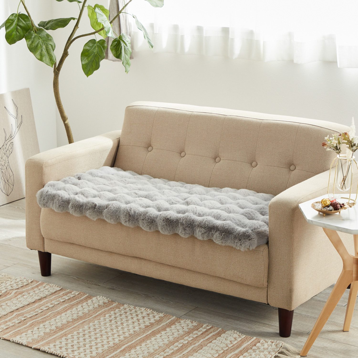 ソファーの座面に敷いて 快適な座り心地復活！ なめらかふわふわ ファータッチ 復活ソファーシート ＜２人掛用＞