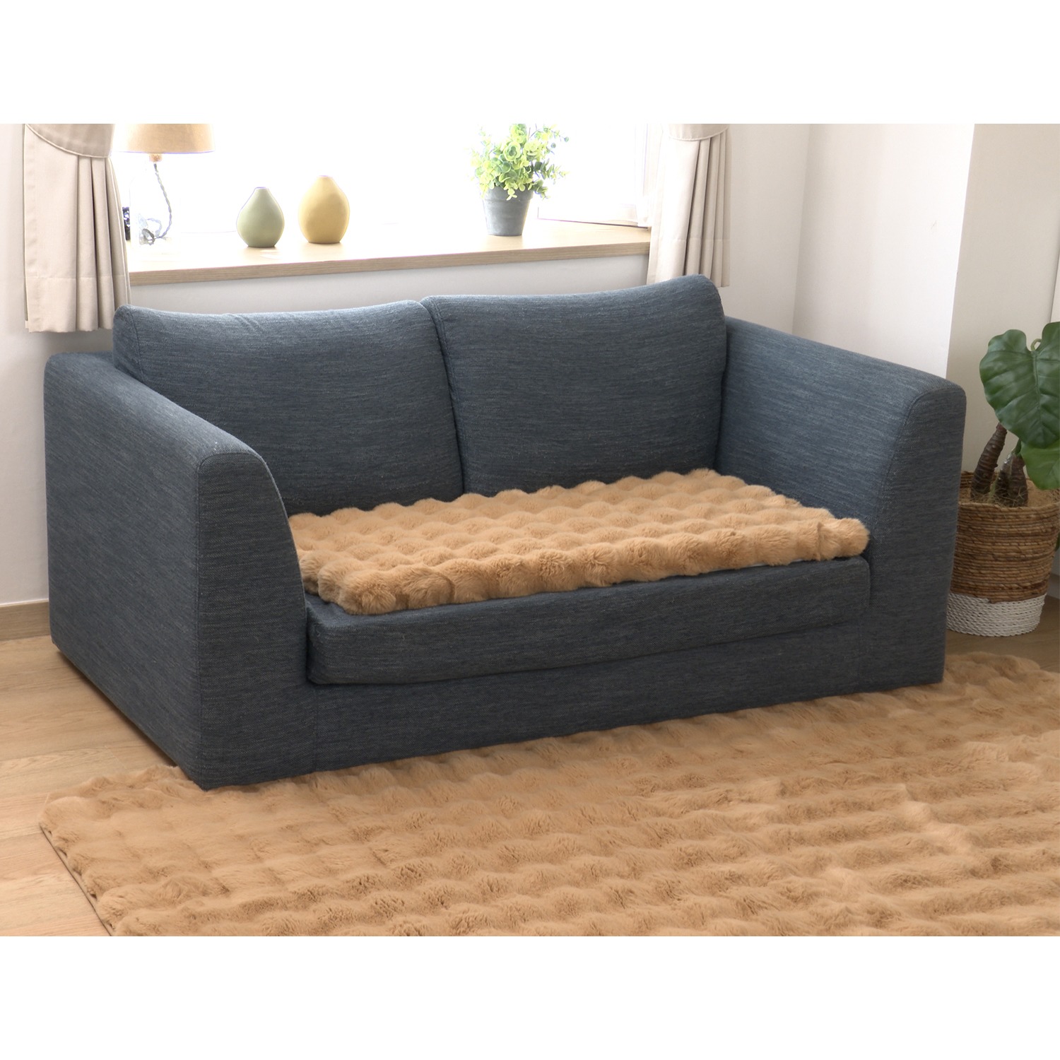 ソファーの座面に敷いて 快適な座り心地復活！ なめらかふわふわ ファータッチ 復活ソファーシート ＜２人掛用＞