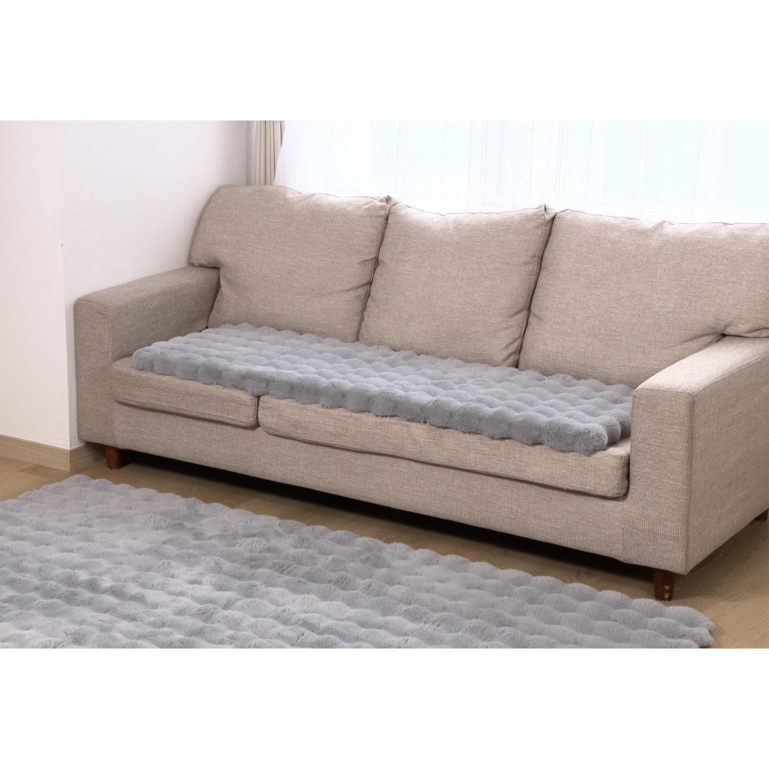 ソファーの座面に敷いて 快適な座り心地復活！ なめらかふわふわ ファータッチ 復活ソファーシート ＜３人掛用＞