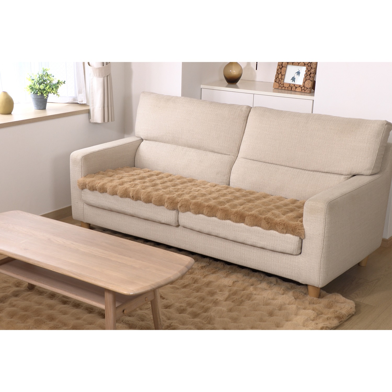 ソファーの座面に敷いて 快適な座り心地復活！ なめらかふわふわ ファータッチ 復活ソファーシート ＜３人掛用＞