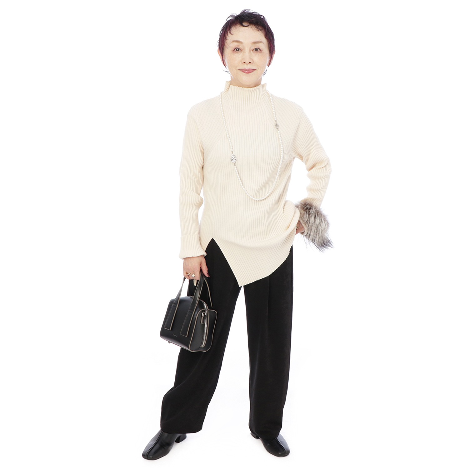 コモエリークローゼット アシンメトリーカット ニットプルオーバー