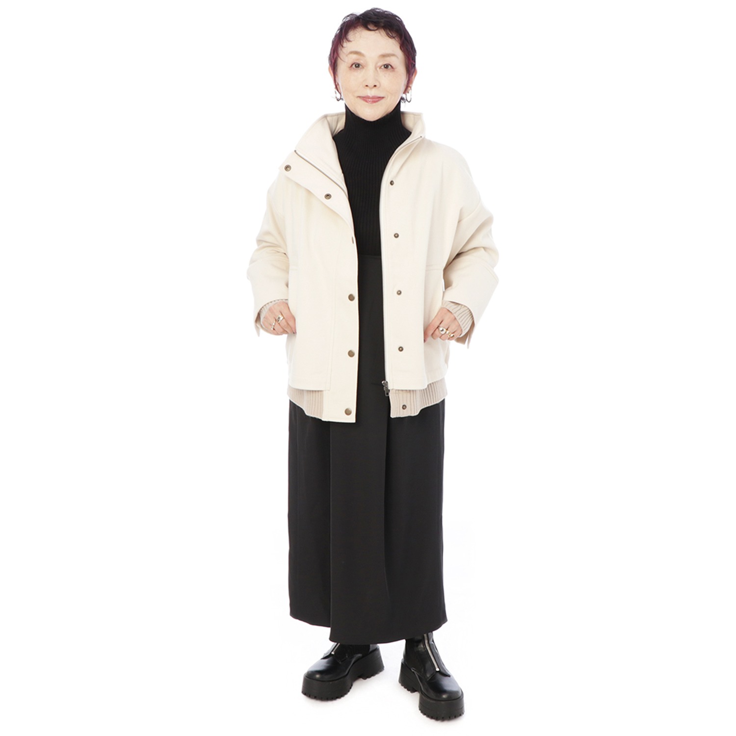 コモエリークローゼット アシンメトリーカット ニットプルオーバー