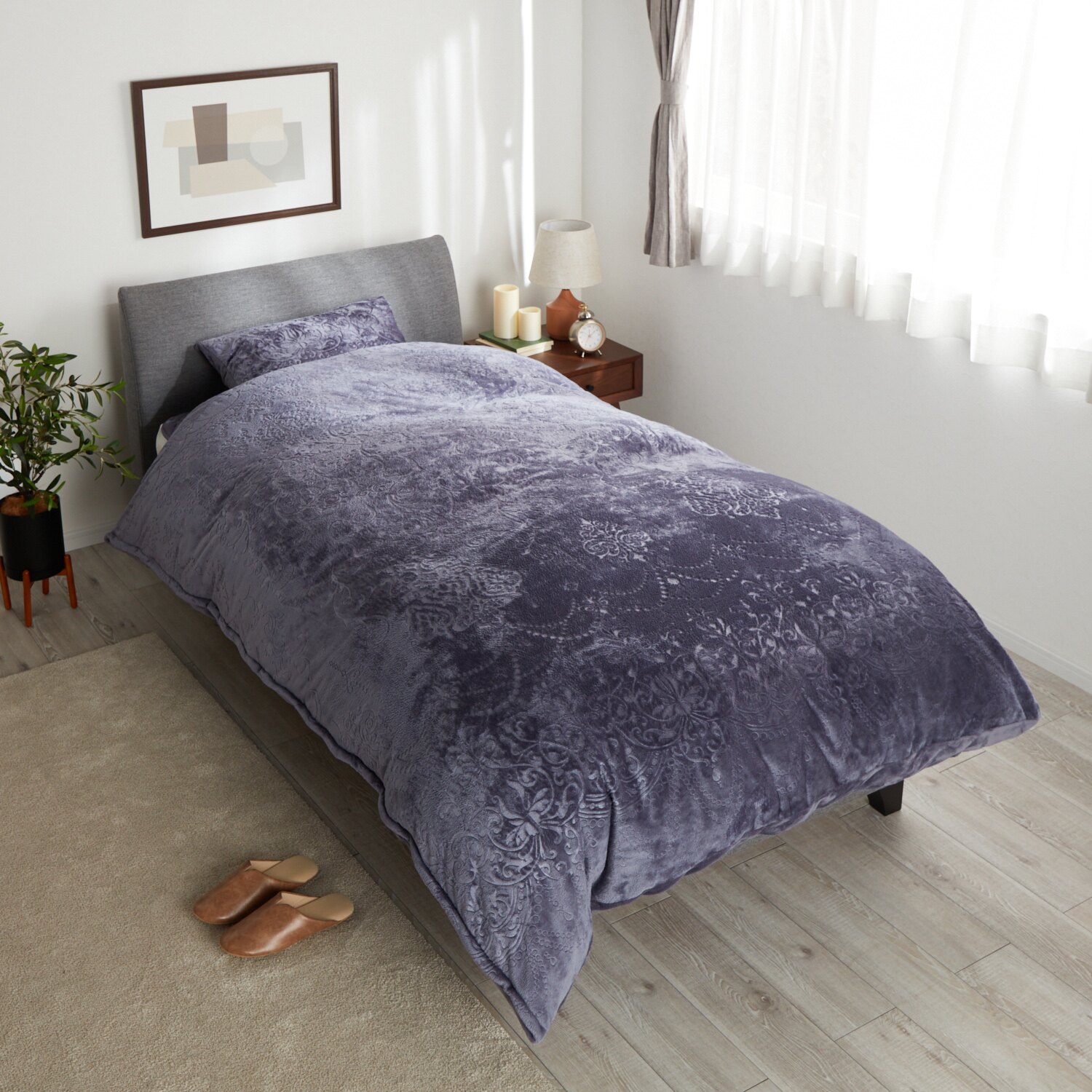 西川 毛布とカバーが一体化！ とろける極上ファータッチ あったか吸湿発熱 ウォームラヴ 掛けふとんカバー ＜シングル＞