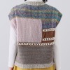 エム　アンド　キョウコ パッチワーク風デザイン ニットベスト