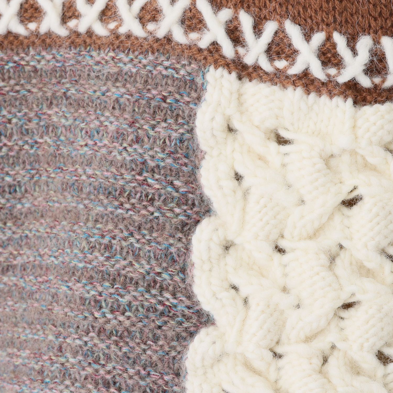 エム　アンド　キョウコ パッチワーク風デザイン ニットベスト