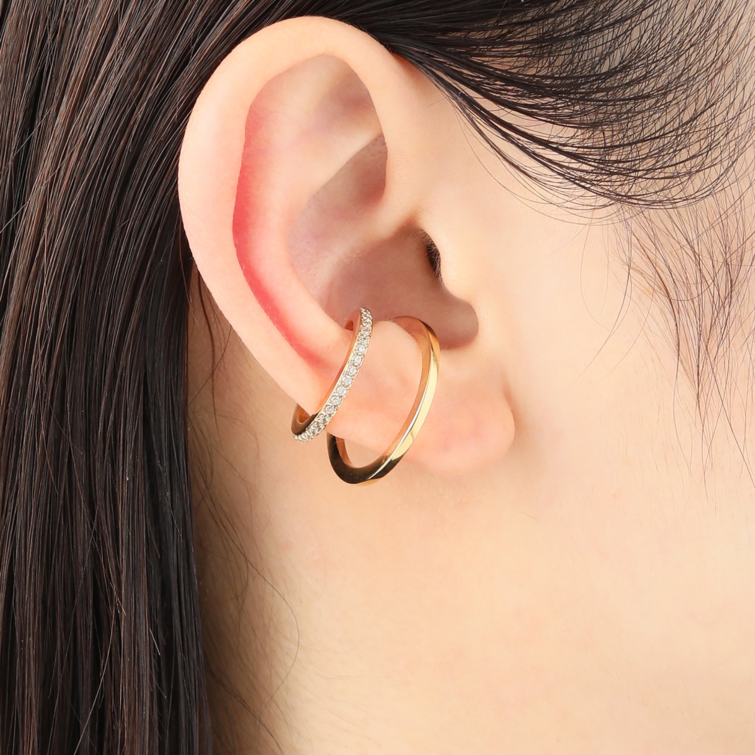 ラフィナリスタ サージカルステンレス ＣＺ ダブルライン イヤーカフ＜片側のみ＞