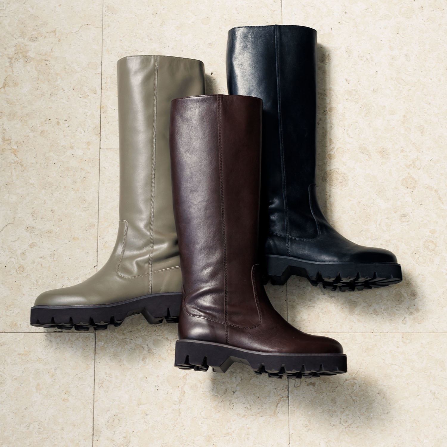 卑弥呼 はっ水　牛革 トラックソール ロングブーツ