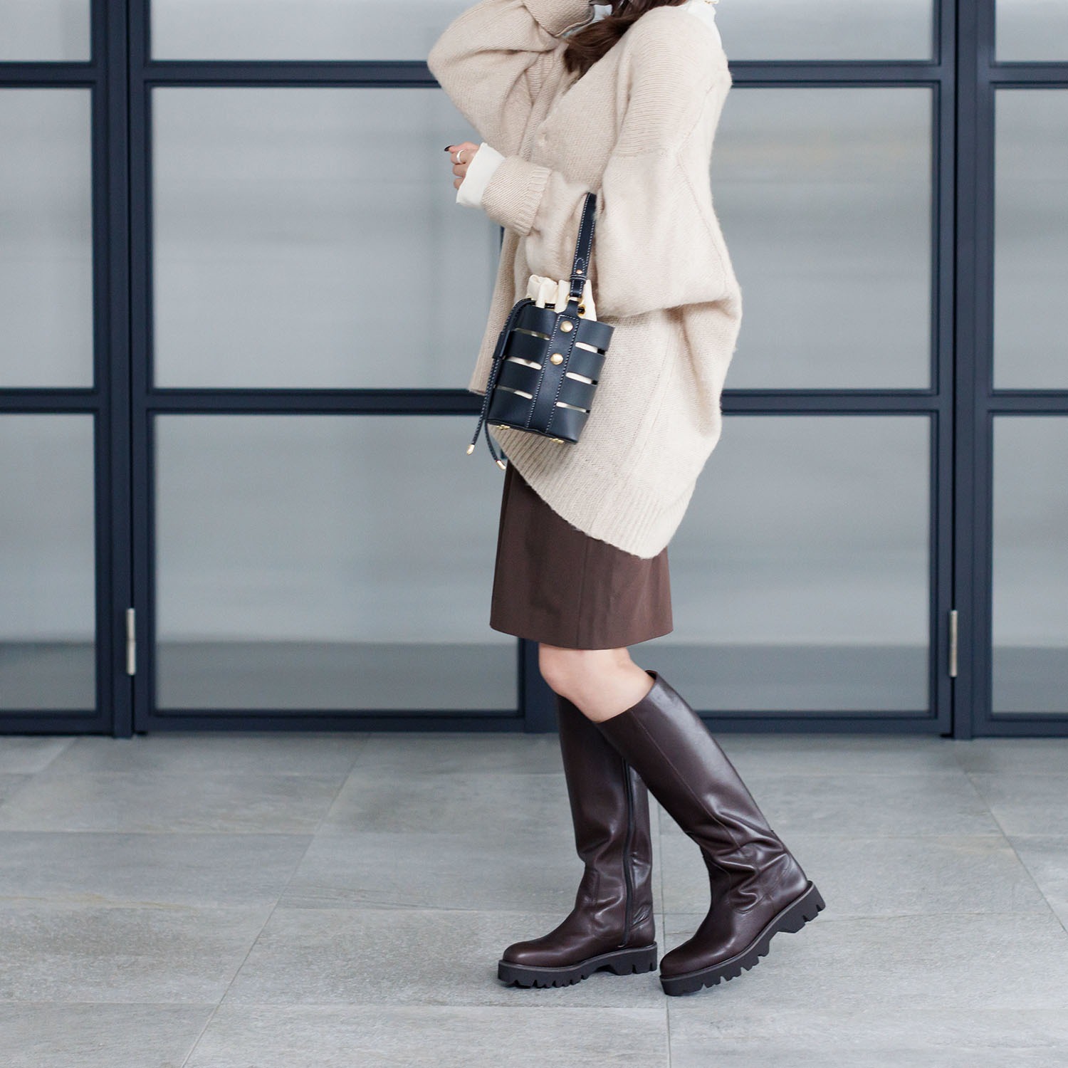 卑弥呼 はっ水　牛革 トラックソール ロングブーツ