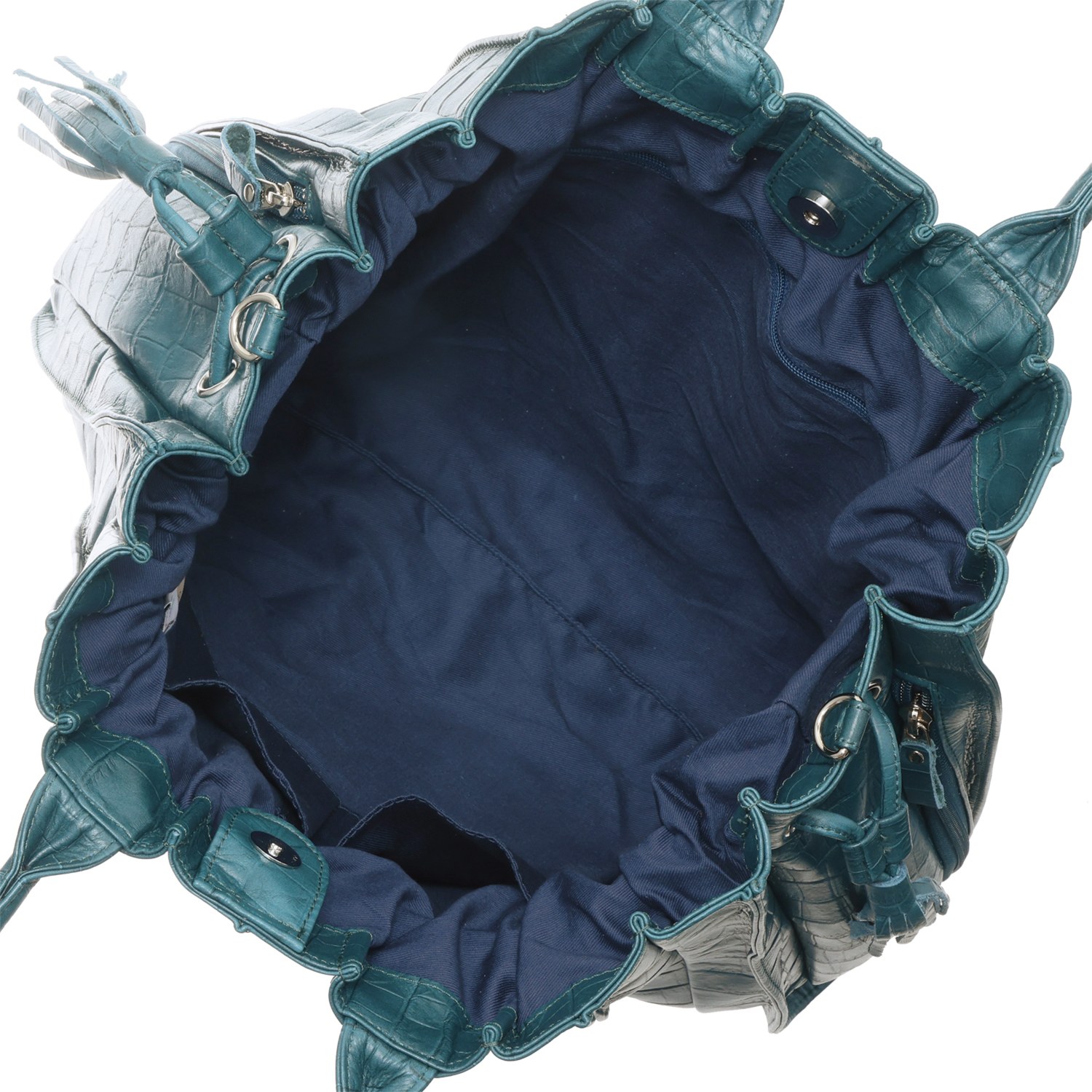 オリタタ ＜日本製＞ 牛革クロコダイル型押し プリーツデザイン ２ウェイラージバッグ