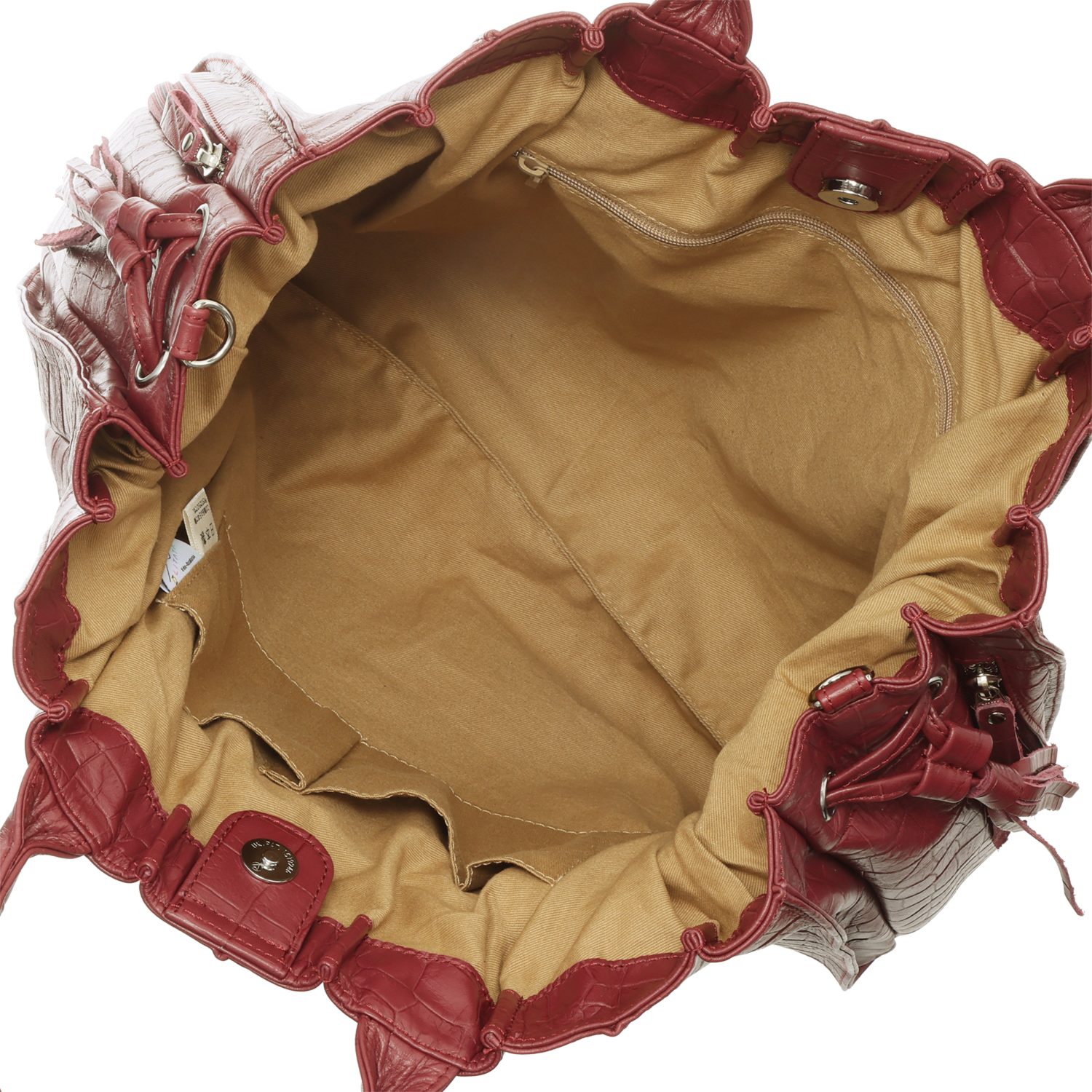 オリタタ ＜日本製＞ 牛革クロコダイル型押し プリーツデザイン ２ウェイラージバッグ