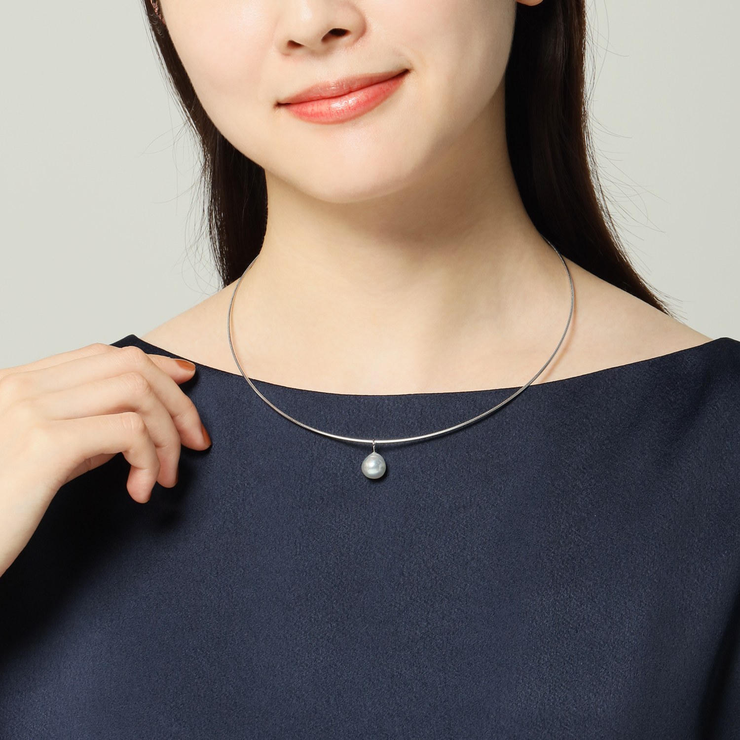 海蛍 １４Ｋホワイトゴールド 長崎県対馬産 無調色　９ｍｍＵＰ ブルーグレー アコヤパール ペンダントトップ 