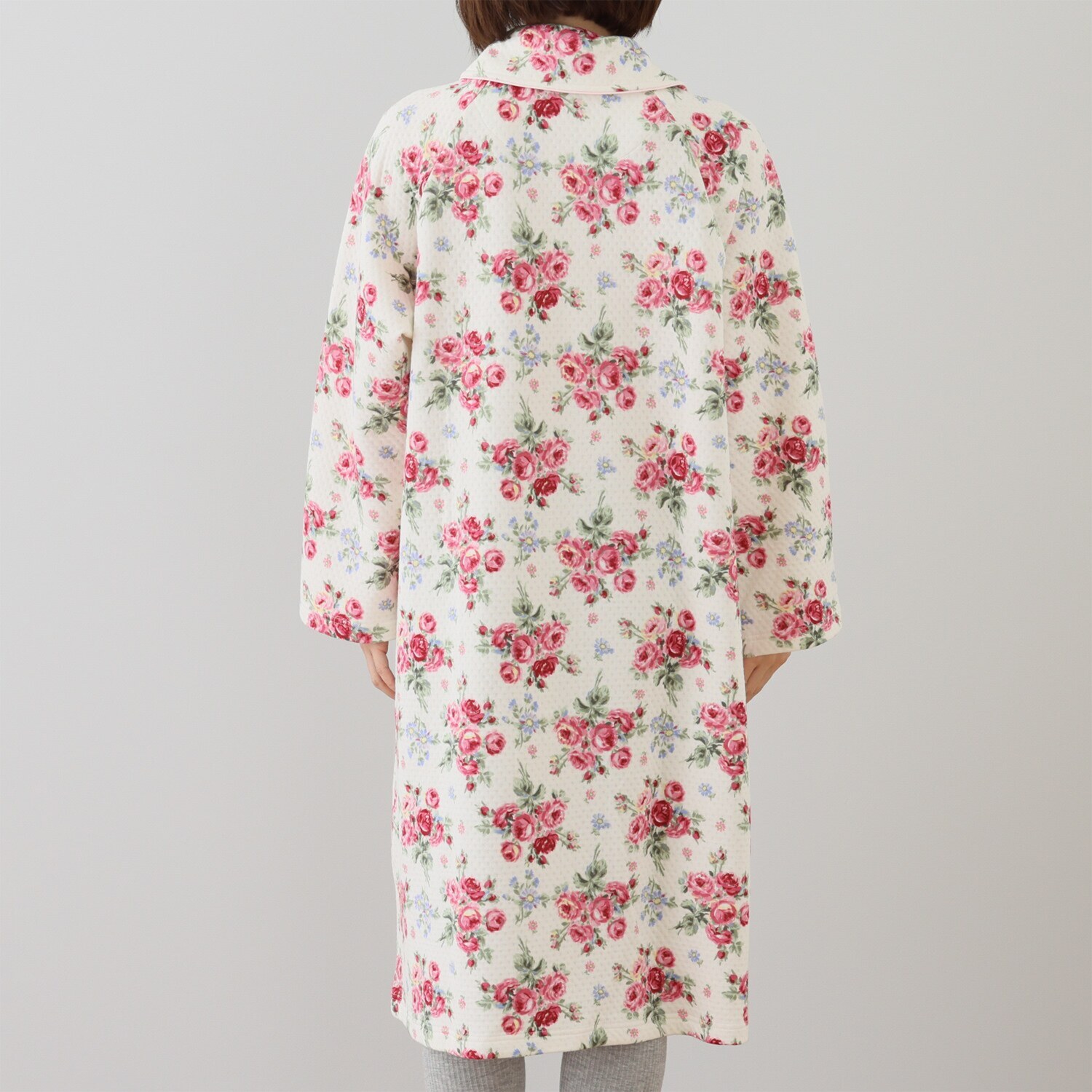 ローラアシュレイ コットン１００％ 中わたニットキルト ロングガウン