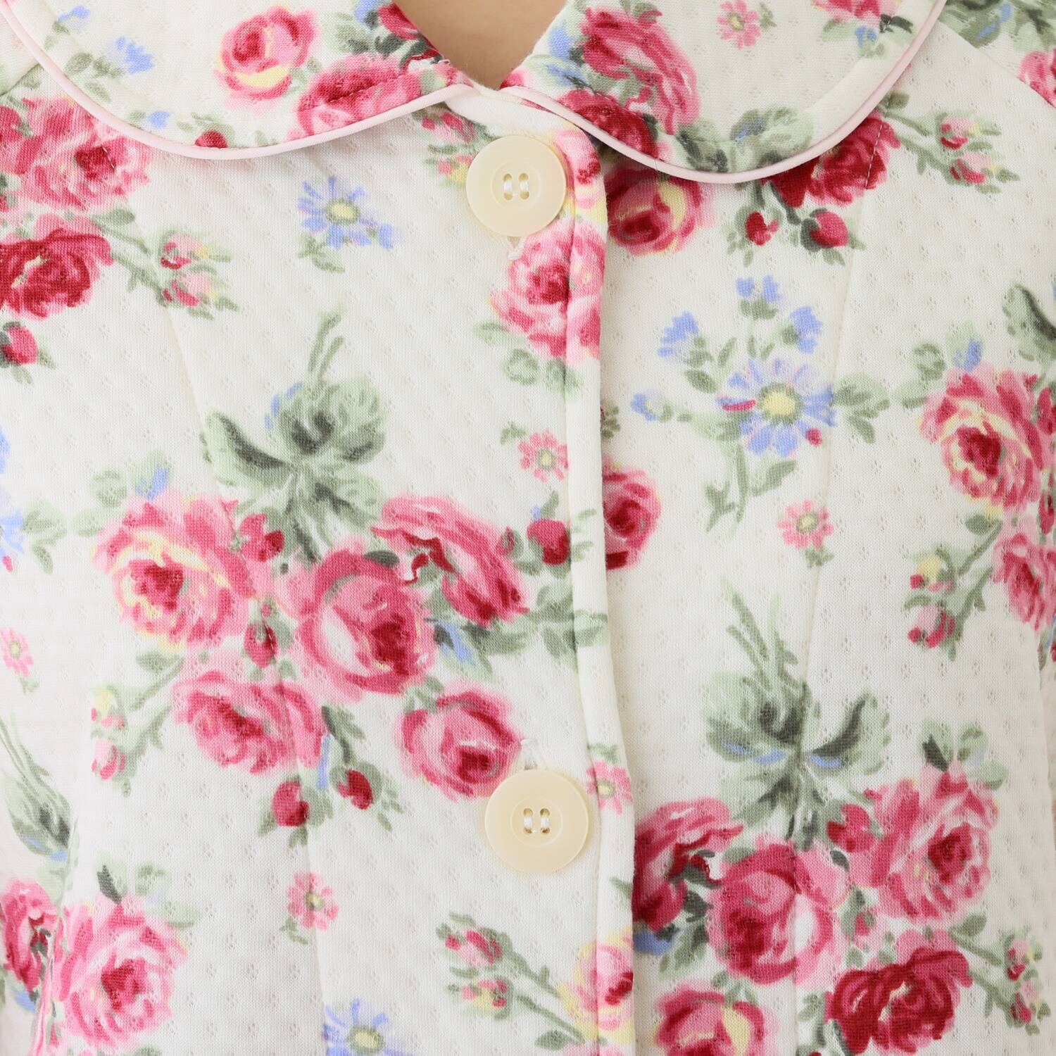 ローラアシュレイ コットン１００％ 中わたニットキルト ロングガウン