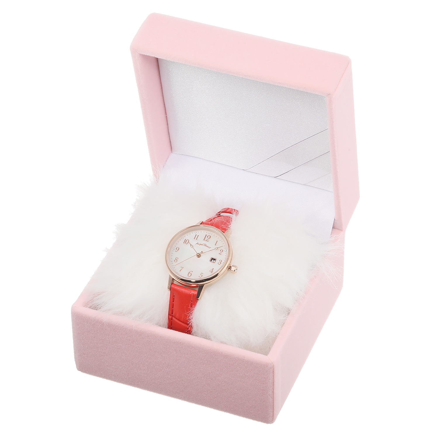 エンジェルハート イノセントタイム ビジュウ ラウンドフェイス レザーベルト ソーラーウォッチ ＜レッド＞