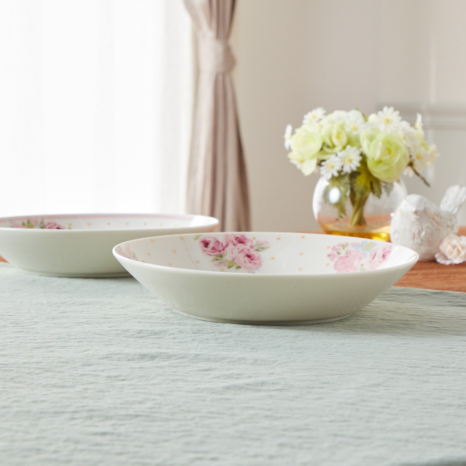 ローラアシュレイ パスタプレート４枚セット “ポルカドット 　クチュールローズ”