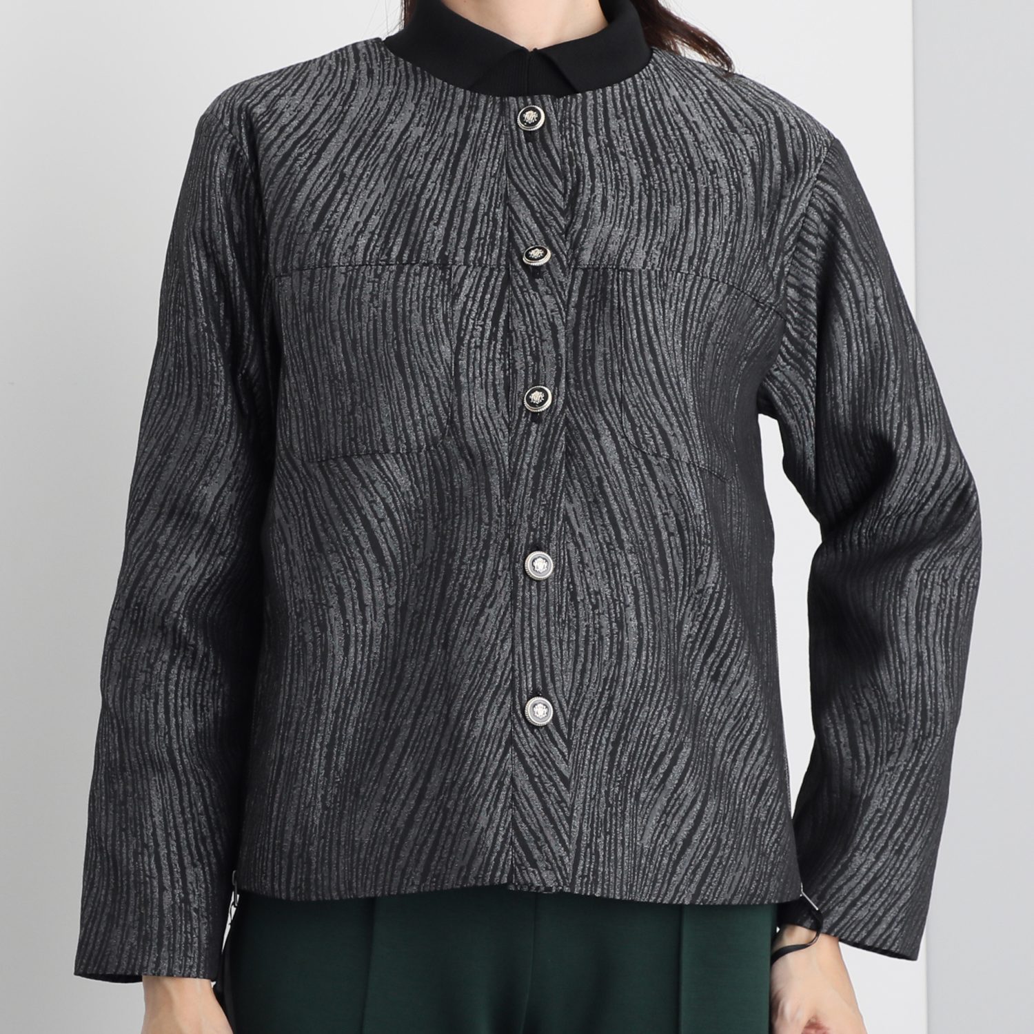 ミューリエ 華やぎと スタイリッシュの共存 ジャガード ジップデザインブルゾン