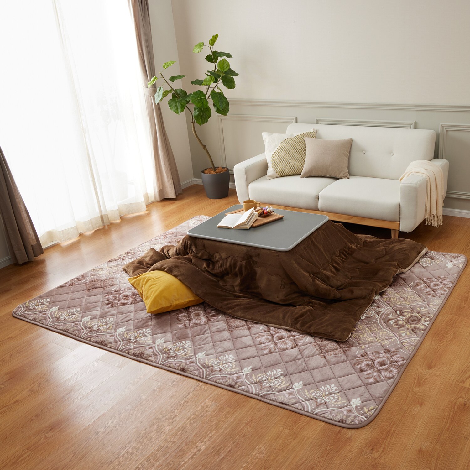 モリリンＷＯＭＡ 多層構造で暖か！ アルミ蒸着シート入り 洗えるぽかぽか ふっくらラグ ＜１９０×２４０ｃｍ＞