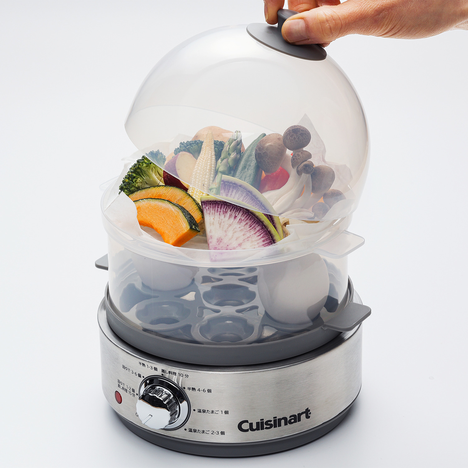 クイジナート ゆで卵と蒸し料理 ２段調理で楽しさ広がる！ クッキングスチーマー ＣＥＣ−２０Ｊ